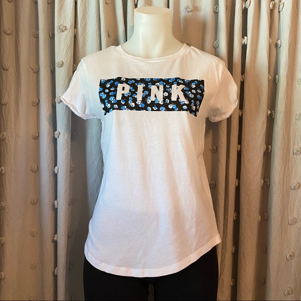 VS PINK Floral logo tee